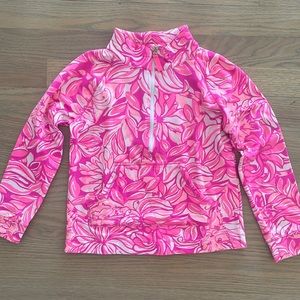 Lilly Pulitzer Girls Pink Floral Half-Zip Pullover